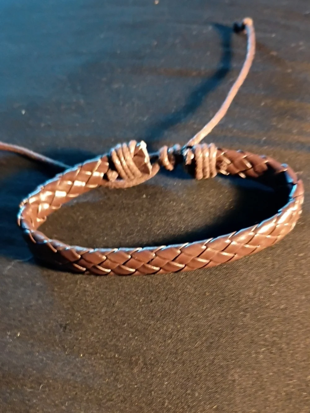 Braided Brown Leather Adjustable Bracelet
